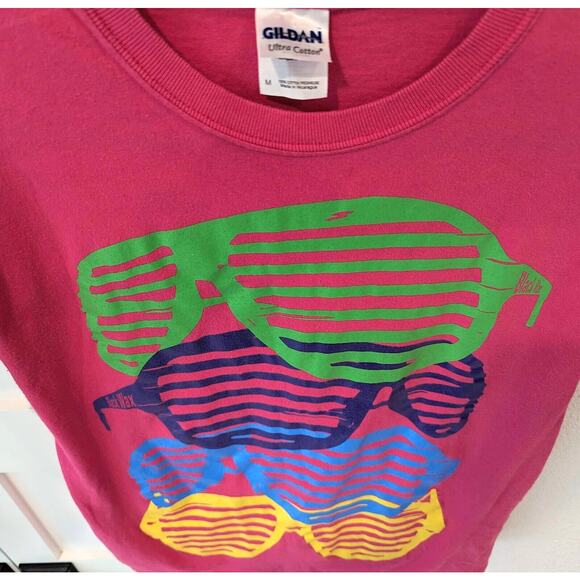 Black Wax Mens Shutter Shades T Shirt Sz M Neon Pink Retro 80s 90s Large Graphic - Picture 3 of 8